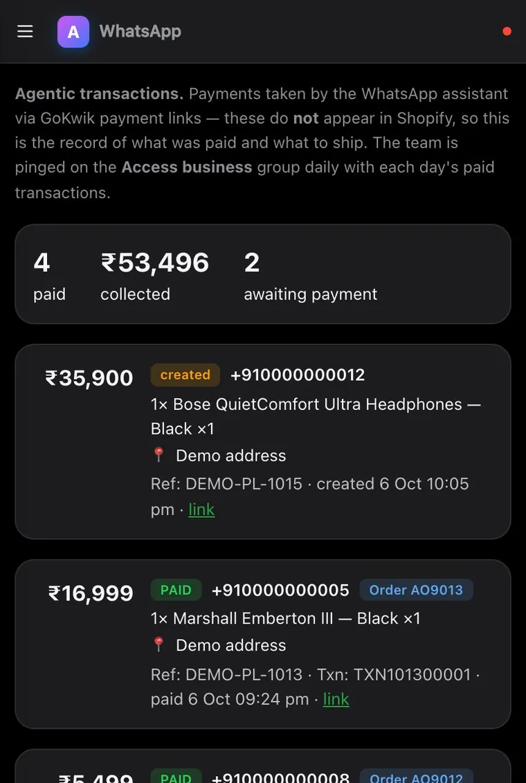 Every payment link, tracked